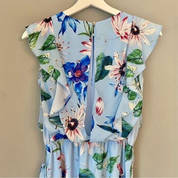 H&M Mama Baby Blue Sleeveless Chiffon Floral Nursing Dress - Picture 6 of 16